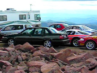 Hanging out with the racers on top of Pikes Peak during the '99 PPIHC